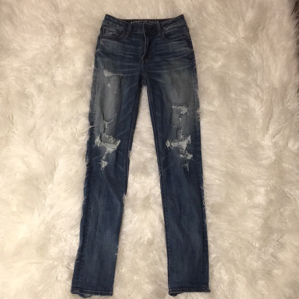 American eagle destroyed skinny jeans size 0